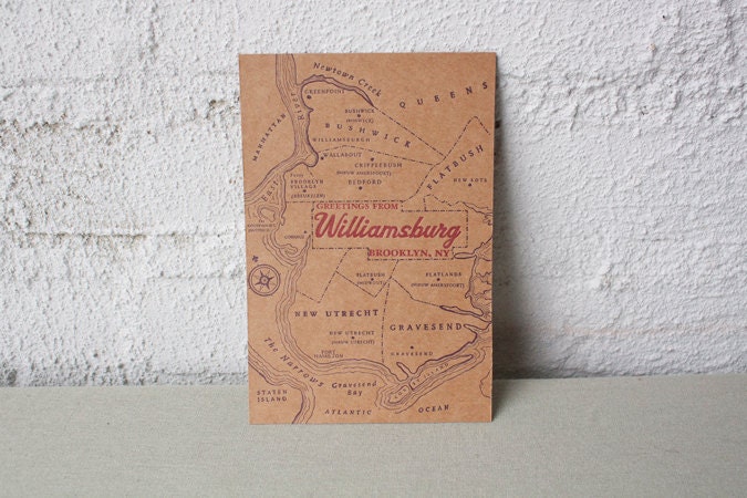Greetings from Williamsburg - Letterpress Postcard