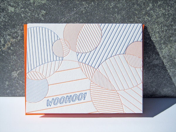Woohoo - Overlapping Circles - Letterpress Greeting Card