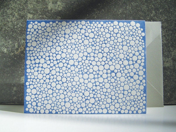 Blue & White Dots - Letterpress Greeting Card