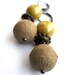 Yellow earrings, mustard earrings - papier maché and VINTAGE PEARLS - unique beads - beige, yellow, brass colors