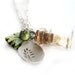 Green necklace - Bottle necklace, Vial - Oats, dried flowers - tree charm, glass leaf, turquoise gemstone - Summer jewelry