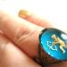 Blue ring - Vintage button, vintage cameo - Sagittarius, Archer - Zodiac, star sign - gold, blue, brass filigree ring