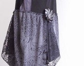 1920's Flapper style  Black Dress Urban Chic Tattered Eco Friendly Mori Girls Plus Size