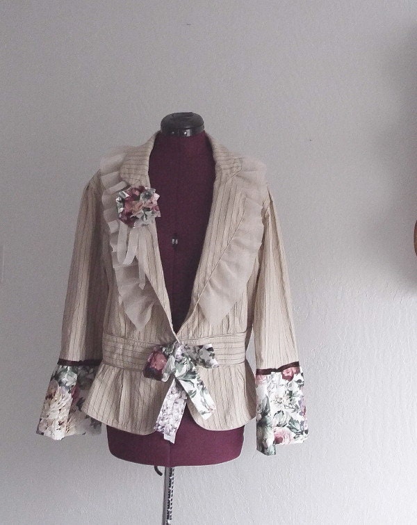 Bohemian Jacket/ Rustic French Country Plus Size 1x 2x 3X Eco Fashion Gypsy Mori girls Handmade
