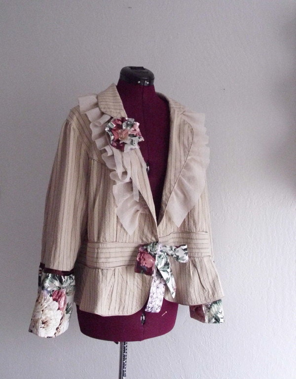 Bohemian Jacket/ Rustic French Country Plus Size 1x 2x 3X Eco Fashion Gypsy Mori girls Handmade