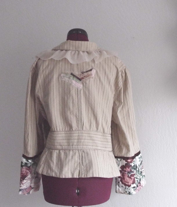 Bohemian Jacket/ Rustic French Country Plus Size 1x 2x 3X Eco Fashion Gypsy Mori girls Handmade