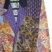 Vintage Bohemian Beaded Batik Patchwork Jacket Gypsy Beaded Color-Block Purple Yellow Floral
