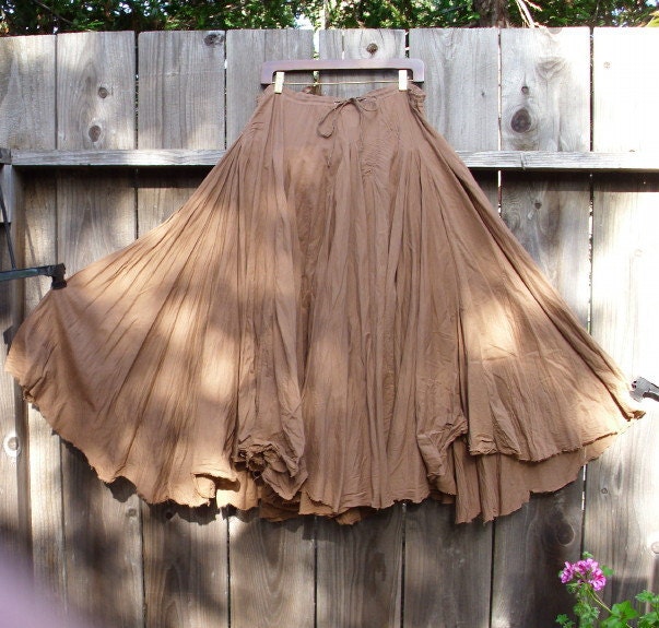 Romantic Bohemian Skirt/ Brown Cotton Maxi Gypsy Skirt/ Mori girls Woodland Earth Color/ steampunk