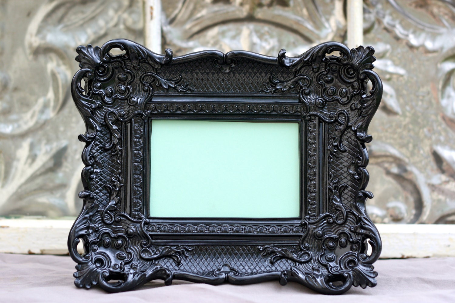 Baroque Ornate Picture Frame Black 4 x 6 by MichelleLisaTreasure