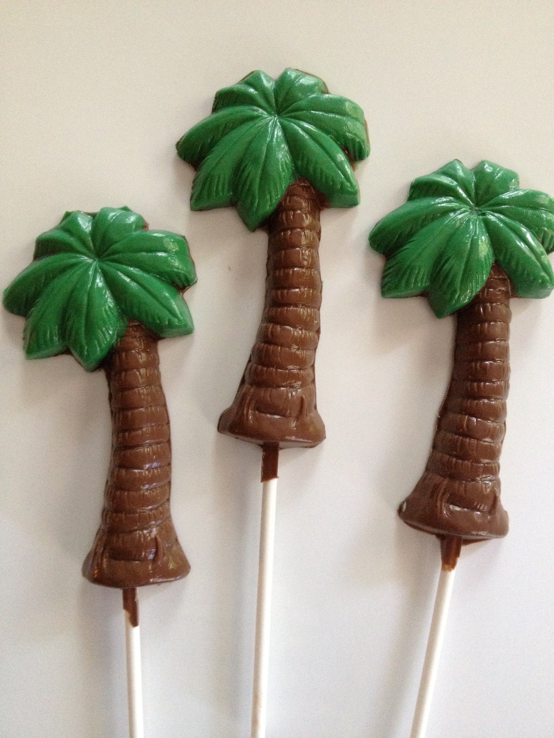 24 PALM TREE Chocolate Lollipops Party Favors Luau Hawaiian Birthday Retirement
