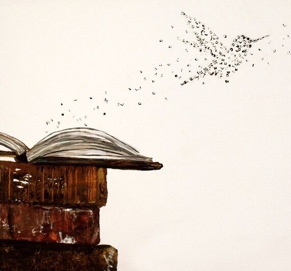Typography Hummingbird Art Print - 8 x 10 - Typographic print - "Fly" - Perfect artwork for writer