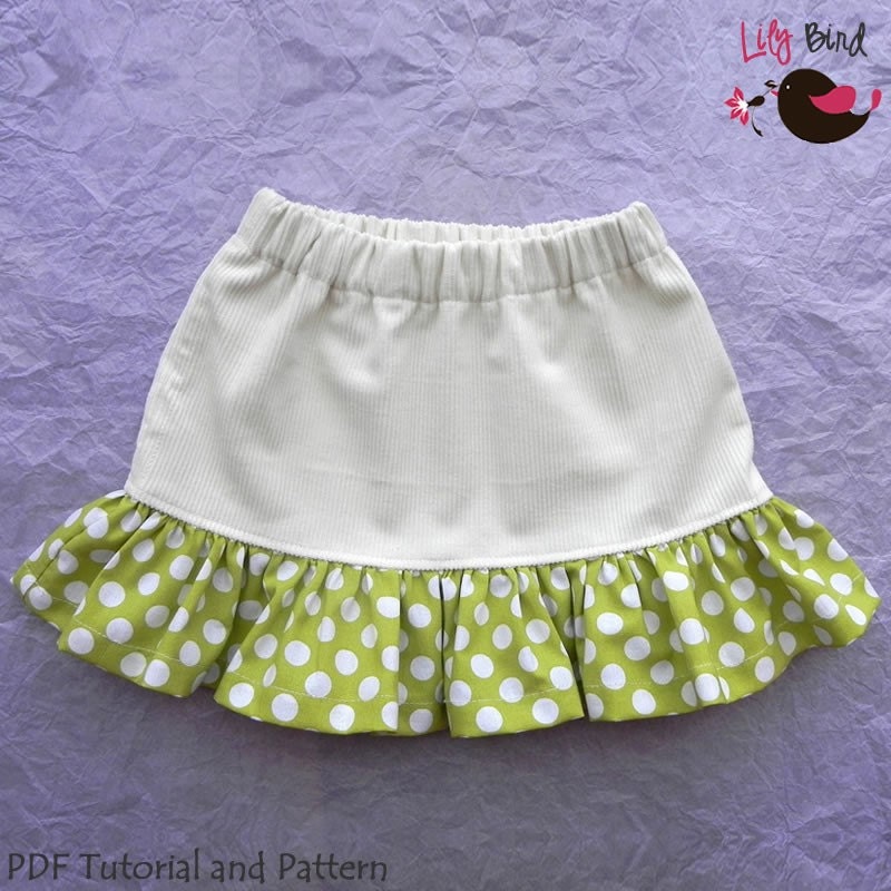 All day skirt - 12 months to 8 years - PDF Pattern and Instructions - perfect for little girls - w/back pockets and ruffles - easy sew