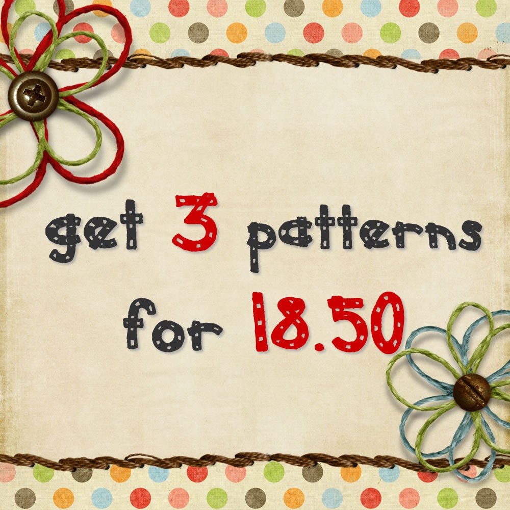Bundle Pack - Get 3 sewing patterns for 18.50 USD - Boy/Girl patterns - 3 patterns bundle