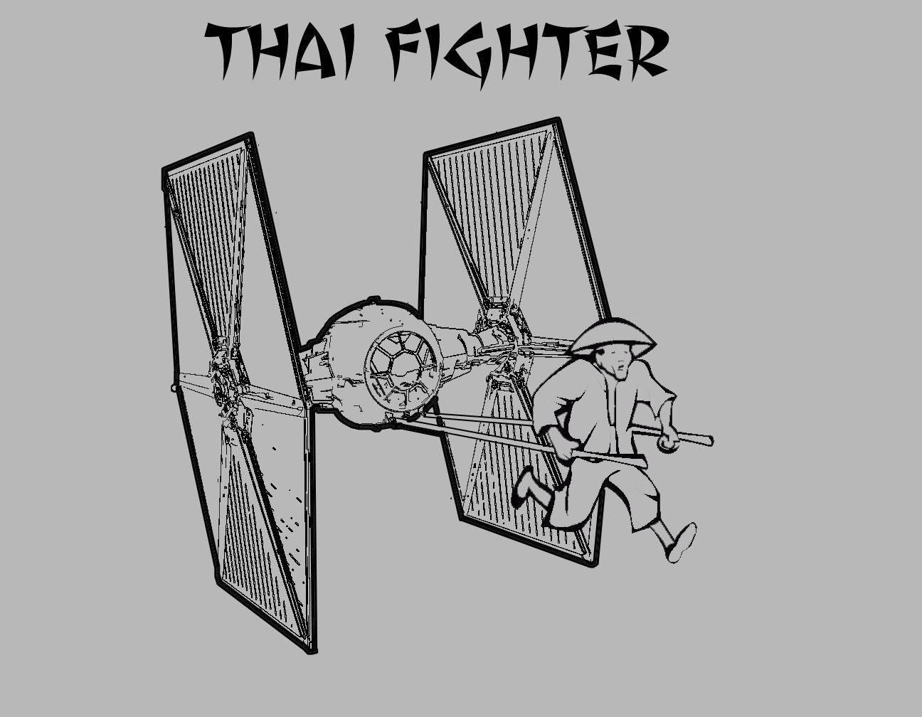 Thai Fighter T-Shirt - Star Wars Tie Fighter Funny Shirt - Free Shipping