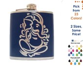 Lord Ganesh/ Ganesha elephant FLASK- alcohol, liquor, booze, wedding, bridal party, hip- Personalized Custom- YOU pick COLOR- 6 8 ounce