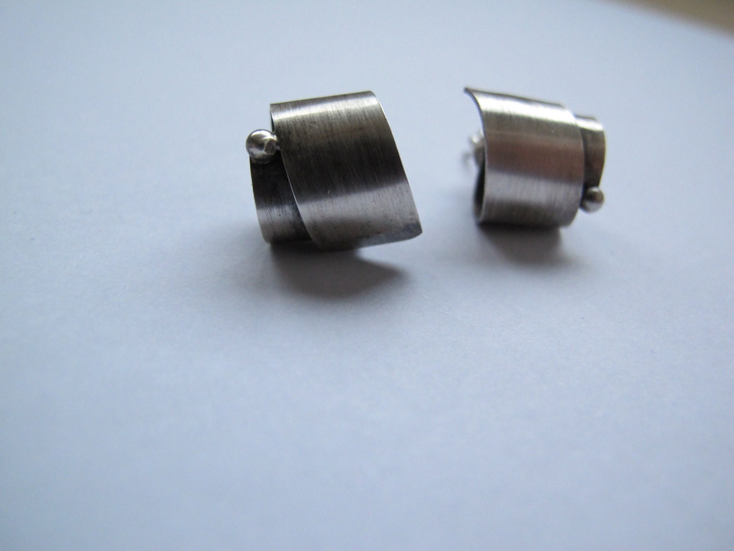 Post stud contemporary  silver earrings. Great Cristmas gift idea for her.