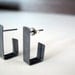 Contemporary simple silver oxidized post earrings, modern,