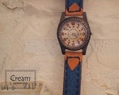 Vintage Watch. Handstitch. Leather Band ///////// Handcraft Watch ///////// 28mm