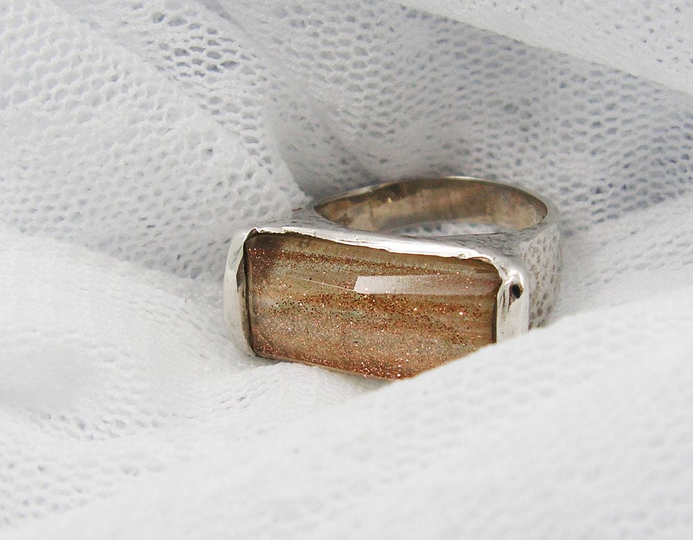 Sterling silver & glitter crystal  ring (sr-9834)