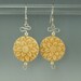 Sterling Silver Dangle Earrings with Carved Bone Flowers-Handmade