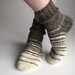 Men's Striped Socks - Warm Autumn Winter Socks - Hand Knitted, Woolen, Natural