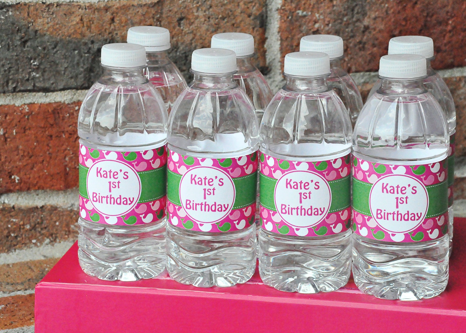 PRINTABLE WATER BOTTLE labels Little Squirt Pink Whale Birthday Party Collection - Pool Party - Summer Fun - Memorable Moments Studio