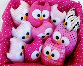 8 adorable pink colorful or blue mini owls, you can choose any color you want