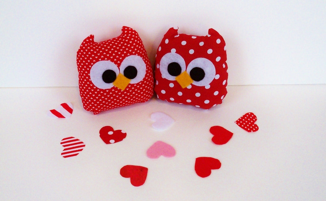 2 lovely valentine plush mini owls toys