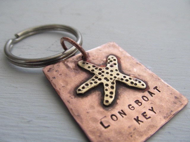 Personalized with your design idea- Hand Stamped key chain - hand cut design with your words, place, children's names, dad gift