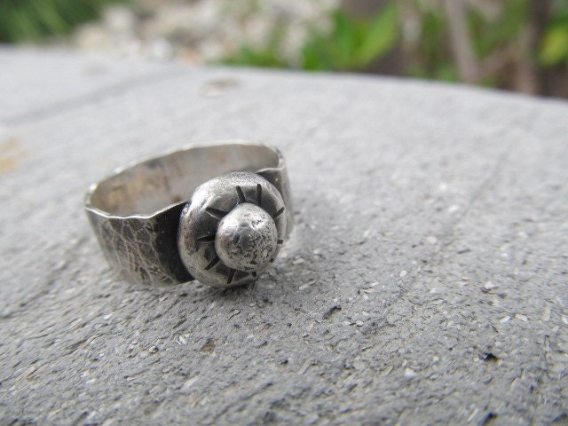 SALE - Chunky Hand Crafted Sterling Silver Ring - hammered, rustic, recycled, raw metalwork and oh so cool