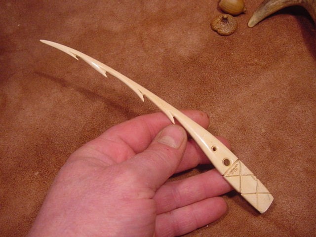 Frog SPEAR carved Woolly Mammoth tusk carving NICE