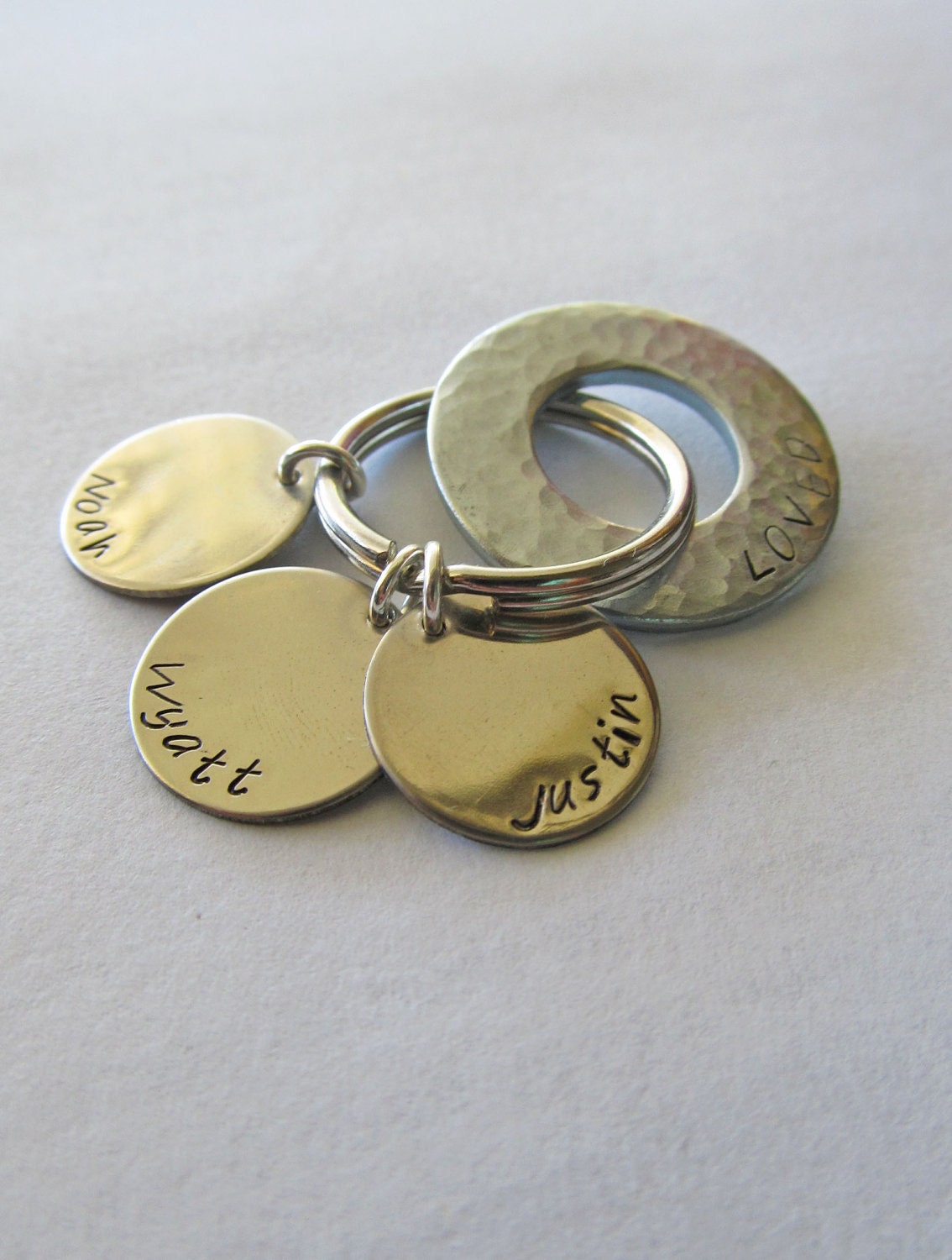 Personalized Key Chain with Silver Washer and Discs