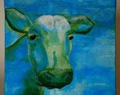 Cow Art Blue Original Painting