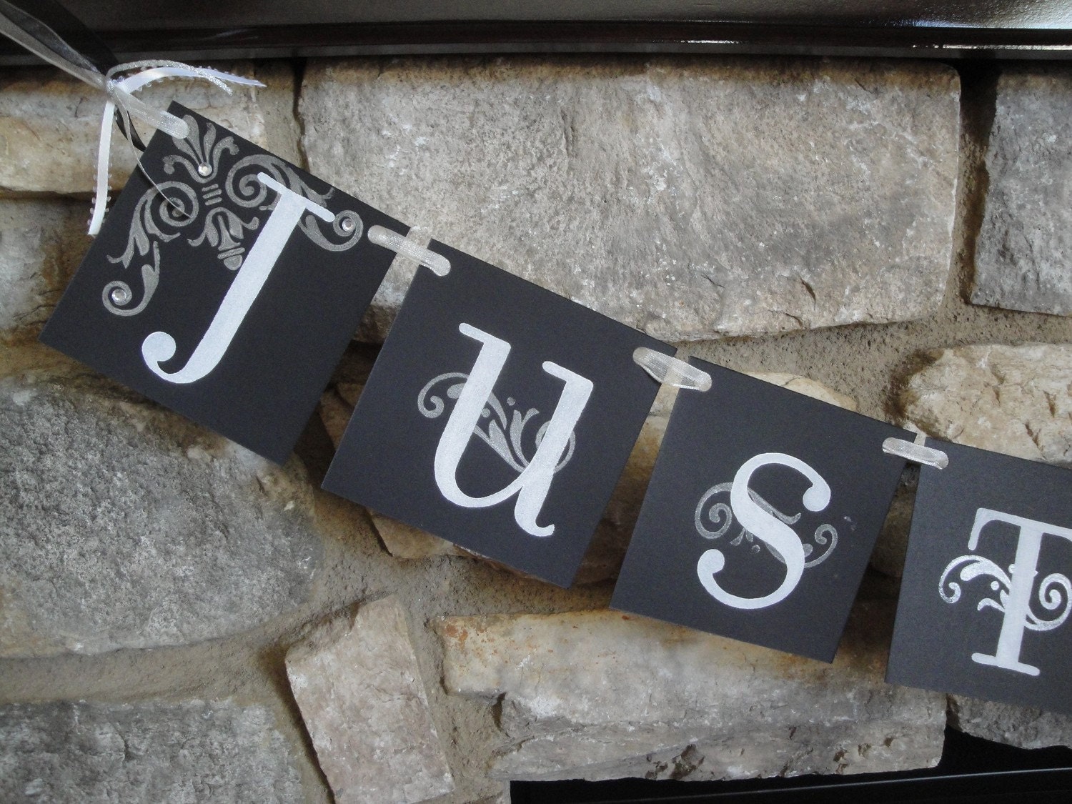 JUST MARRIED banner sign / custom colors / car sign
