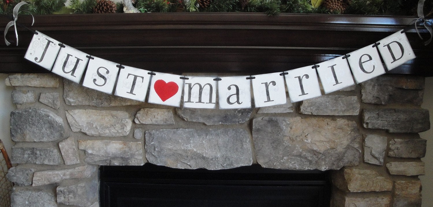 JUST MARRIED banner sign / custom colors / car sign