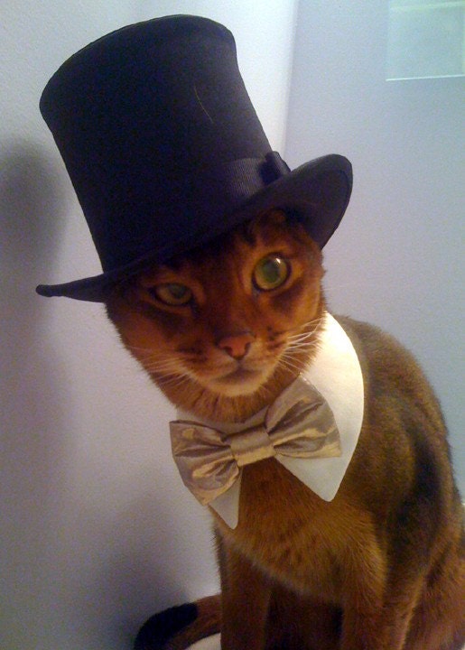 Black Satin Top Hat with grosgrain ribbon trim