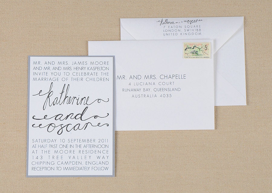 Modern Wedding Invitation Suite - Hand Calligraphy