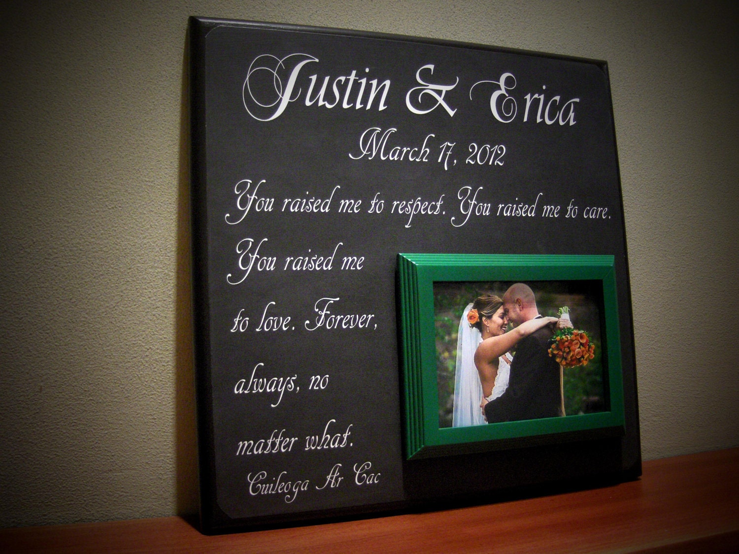Personalized Wedding Gift for Parents, Wedding Frame, You Raised Me To Respect, Thank you Gift