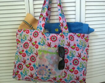 Tropical Bird Shower Curtain Beach Bag
