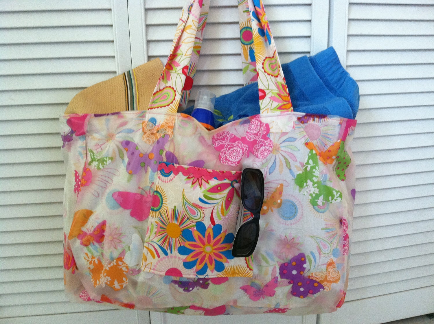 Tropical Flower Shower Curtain Beach Bag