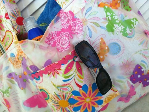 Tropical Flower Shower Curtain Beach Bag