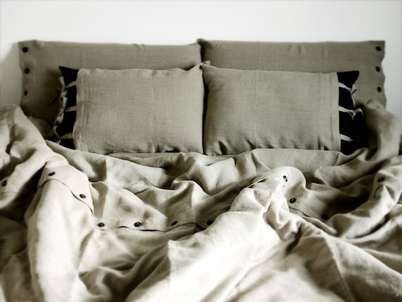 Queen Duvet cover and pillowcases Natural bedding by Lovely Home Idea.