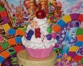 Fake Candy Land Cupcake with Gummy Bears Gumdrops Lollipops Bon Bon great Photo Prop, Christmas Decorations Display