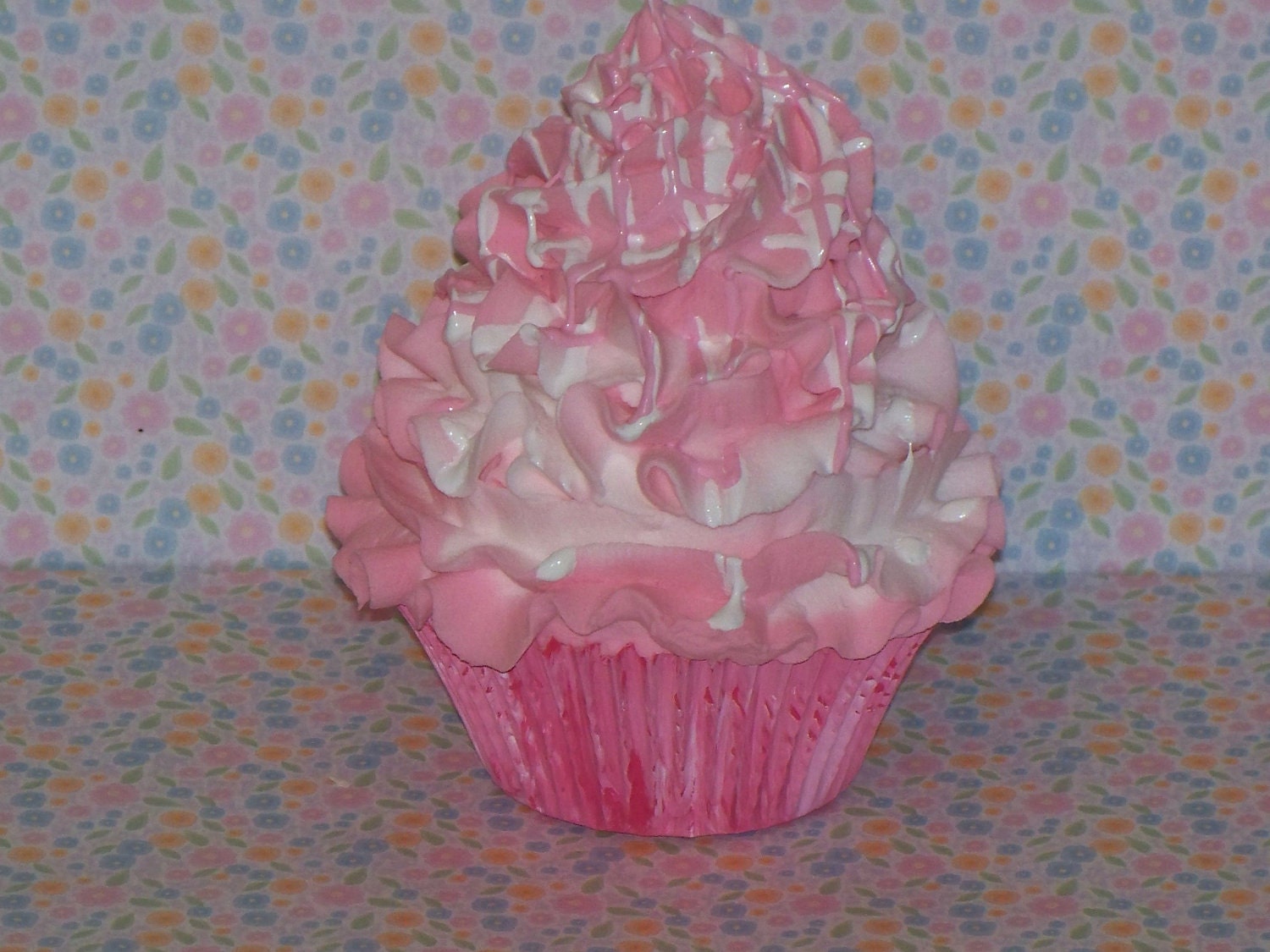 Strawberries & Cream FAKE CUPCAKE "Fruit and Cream Collection"  Summer Photo Picture Props, Home Decor, Faux Food Display