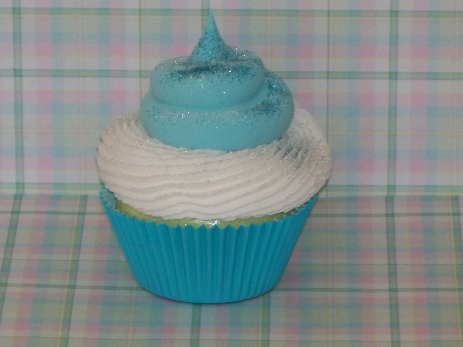 Fake Cupcake Tiffany Blue and White for Fairytale Weddings, Showers, Birthday Party Decorations, Photo Props, Home Display