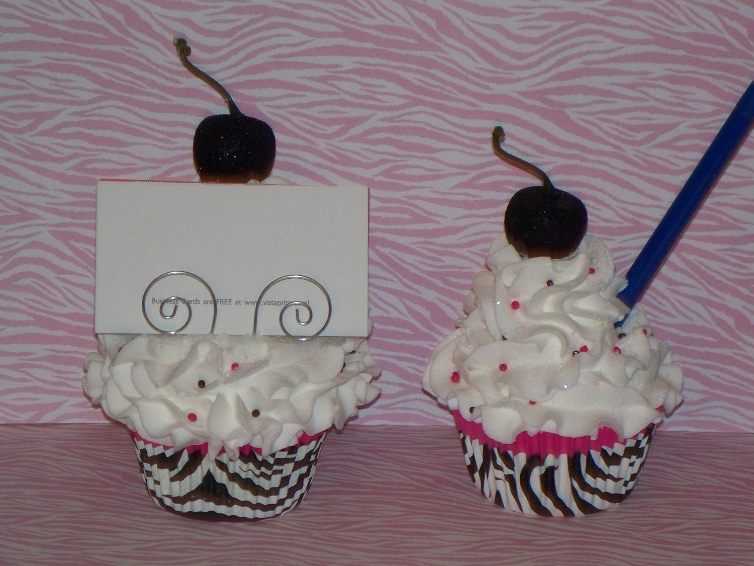 Original Fake Cupcake Business Card Holder, Pen Holder, Paperweight, Great Set for Bakery Shoppe, Photographers, Entrepreneurs,Office Desk