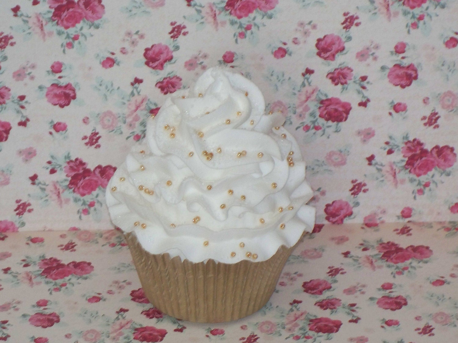 Gold and White Fake Cupcake for Wedding Decor, Photo Props, Kitchen Display, Party Decorations, Unique Gifts