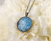 Hydrangea Photograph Necklace -  Photo Jewelry - Gift For mom - Wearable Art Round Cabochon Pendant with Chain