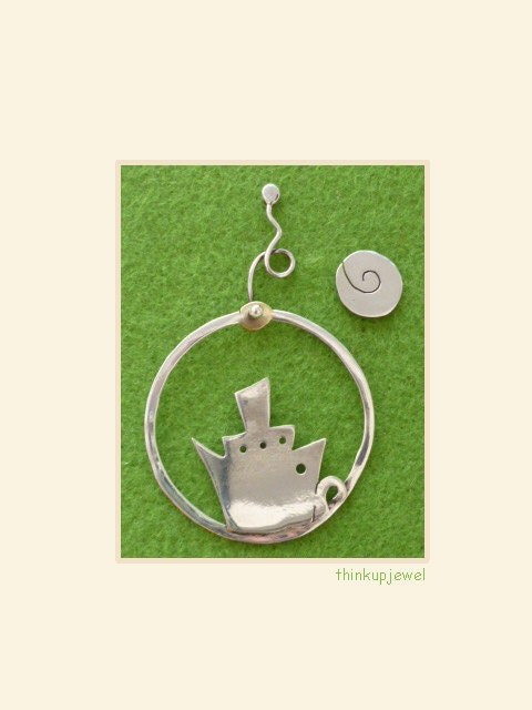 Boat earrings.Sterling silver.Pair of dangle and stud earrings.Statement gift for her.Anniversary gift idea.Nautical jewelry.