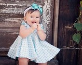 Girls Baby Toddlers Twirl Dress & Ruffled Panties Aqua ta dots 2 piece custom